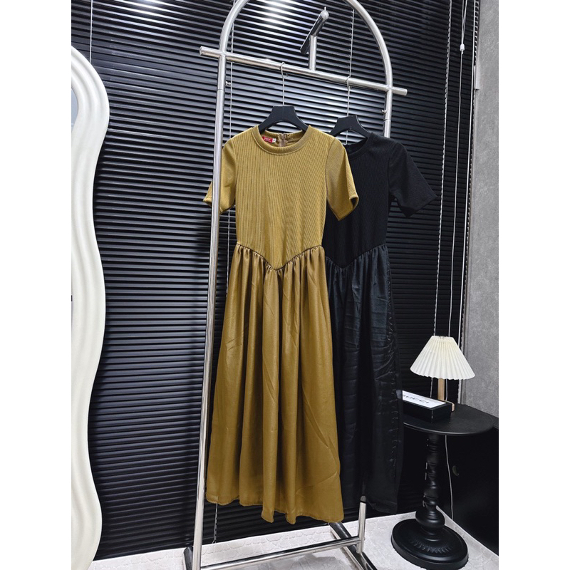 💥sỉ💥Váy bầu-váy cho con ti đen-rêu zíp phối tơ