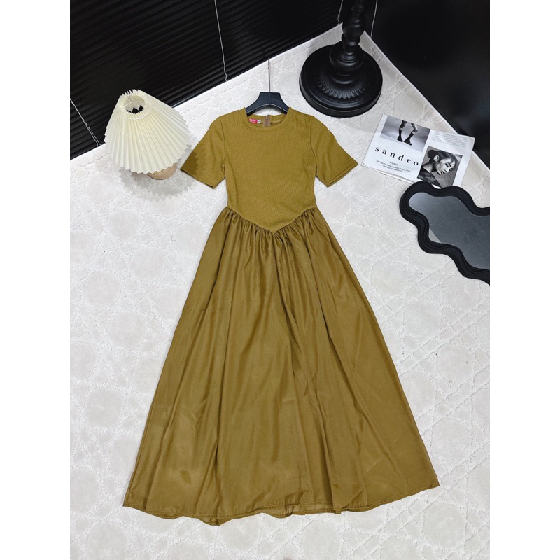 💥sỉ💥Váy bầu-váy cho con ti đen-rêu zíp phối tơ