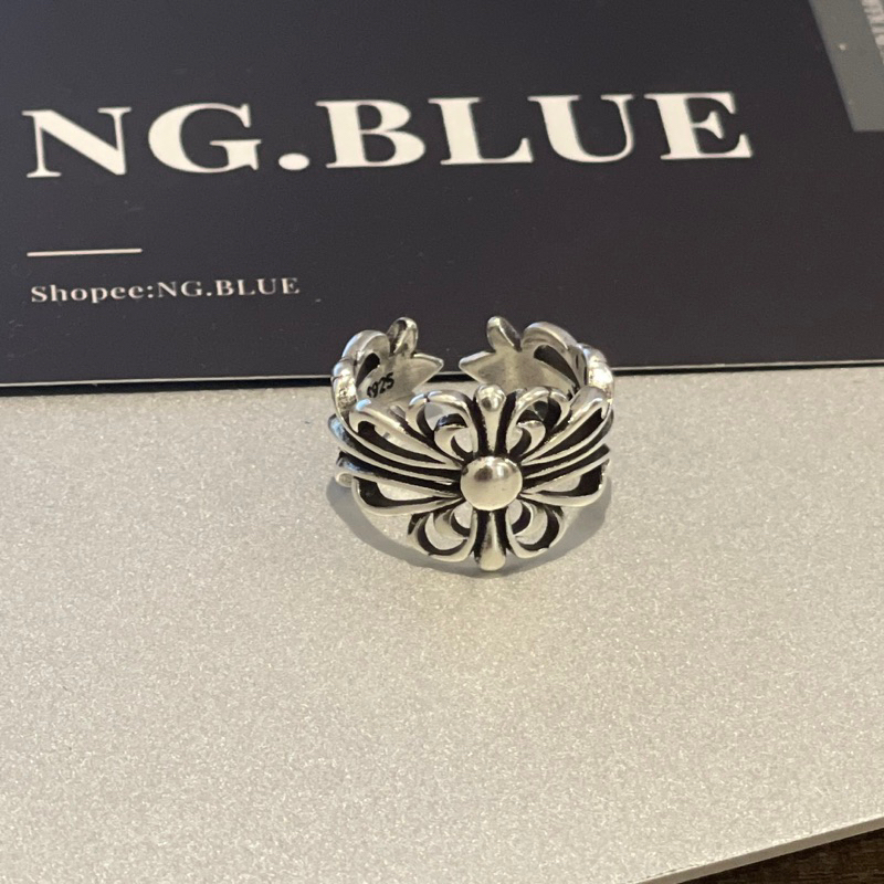 Nhẫn chrome heart bạc S925 titan thép không gỉ nam nữ freesize nhẫn chrome hearts thép titan N16