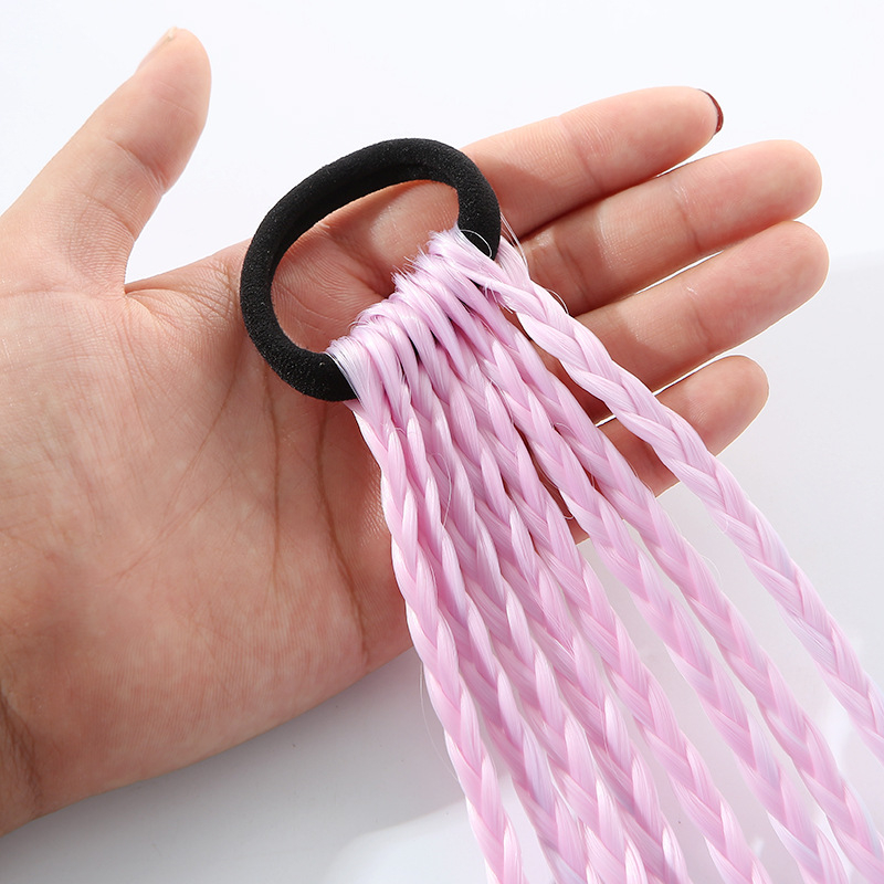Dây cột tóc giả tết 8 nhánh đuôi ngựa dài 40 cm nhiều màu cho bé gái