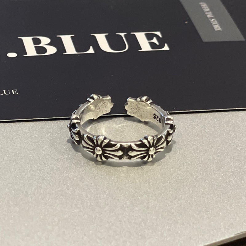 Nhẫn chrome heart bạc S925 titan thép không gỉ nam nữ freesize nhẫn chrome hearts thép titan N16