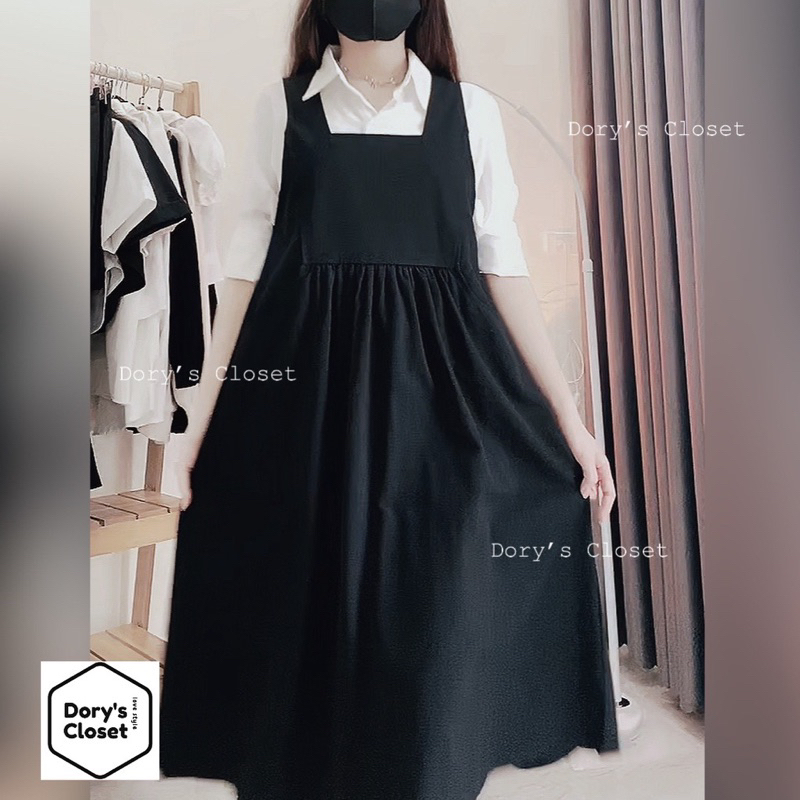 Váy yếm dài kaki mùa xuân hè chất mát có túi hai bên eo Dory’s Closet ( Ảnh thật tại shop )