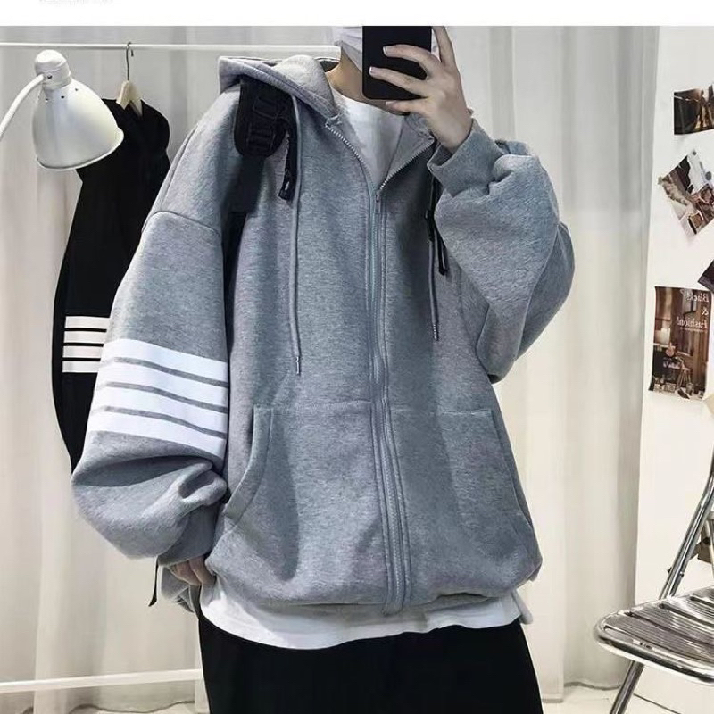 Áo khoác hoodies phối sọc tay 2 màu basic cực hot | BigBuy360 - bigbuy360.vn
