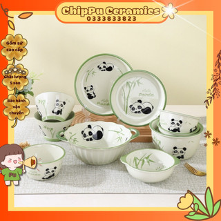 Bộ bát đĩa sứ Decor, Chén dĩa dễ thương, Bát ăn cơm, Bộ chén dĩa hoạ tiết Gấu Trúc PanDa siêu xinh