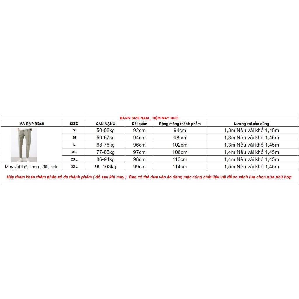 RB68_Rập giấy may quần dài nam