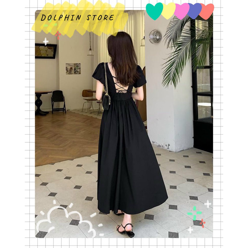 BIGSIZE Đầm đen dài bigsize - đầm đan dây lưng bigsize - đầm đen bigsize