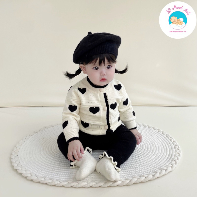 Bộ đồ len trái tim siêu xinh cho bé gái hàng QC