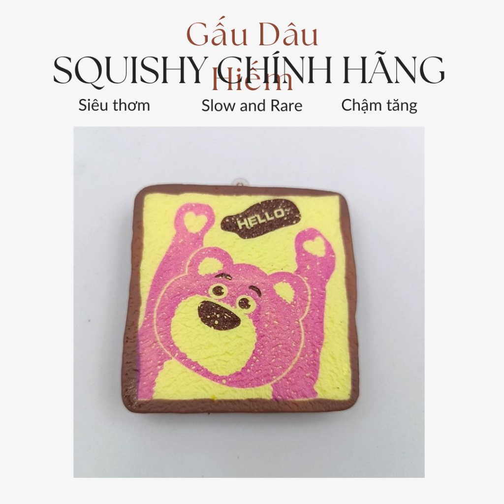 Đồ chơi squishy chính hãng gấu dâu đồ chơi bóp tay giảm stress căng thẳng chậm tăng hình vuông 6cm