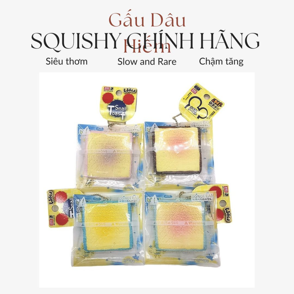 Đồ chơi squishy chính hãng gấu dâu đồ chơi bóp tay giảm stress căng thẳng chậm tăng hình vuông 6cm