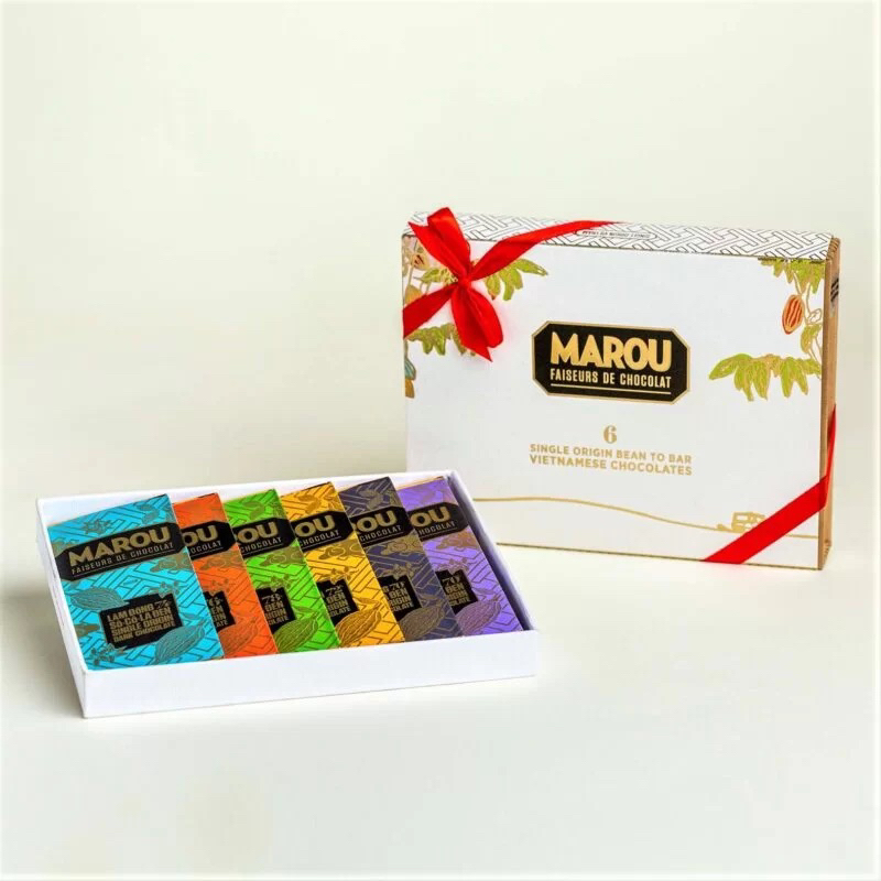 Hộp Quà 6 Thanh Socola 80g, Single Origin Vietnamese Chocolate Gift Box, 6 Thanh  - MAROU