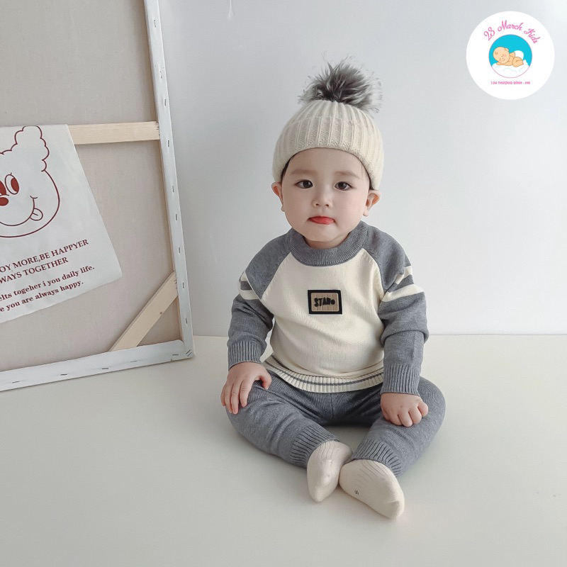 Bộ đồ len thể thao in chữ Star cho bé hàng QC siêu đẹp