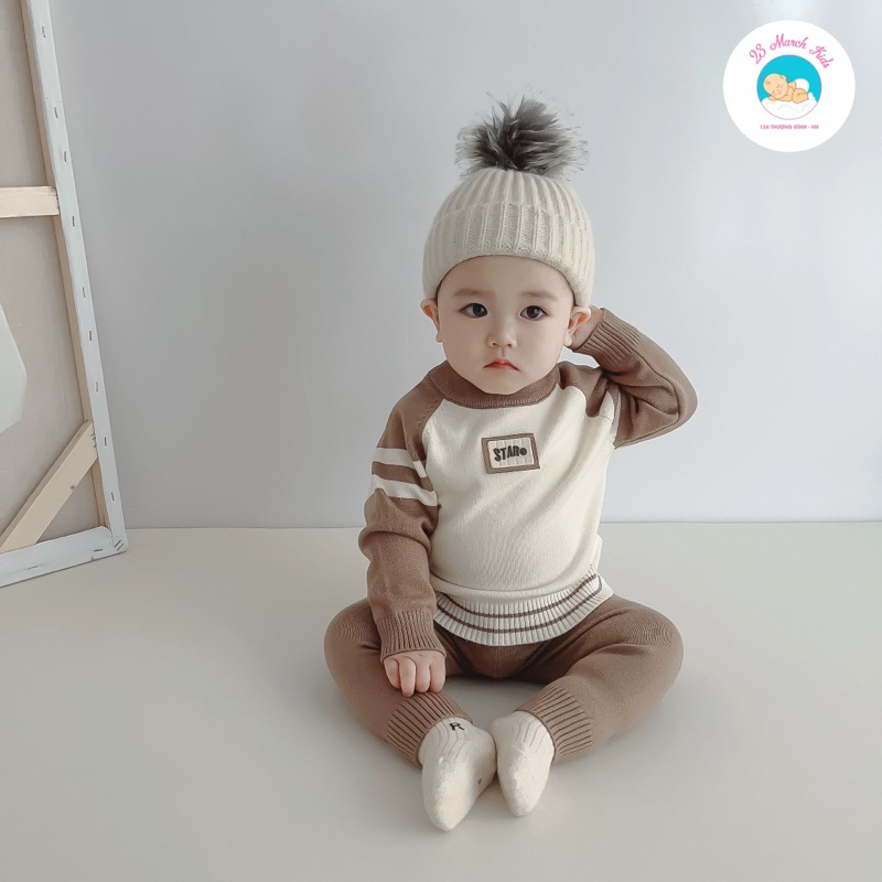 Bộ đồ len thể thao in chữ Star cho bé hàng QC siêu đẹp