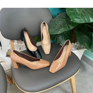 Giày Công Sở Nữ Cao Gót Đế Vuông 7 Phân, Guốc Tiếp Viên Hàng Không Mũi Vuông 7cm Da Mềm Thời Trang Dự Tiệc Annmodels901X
