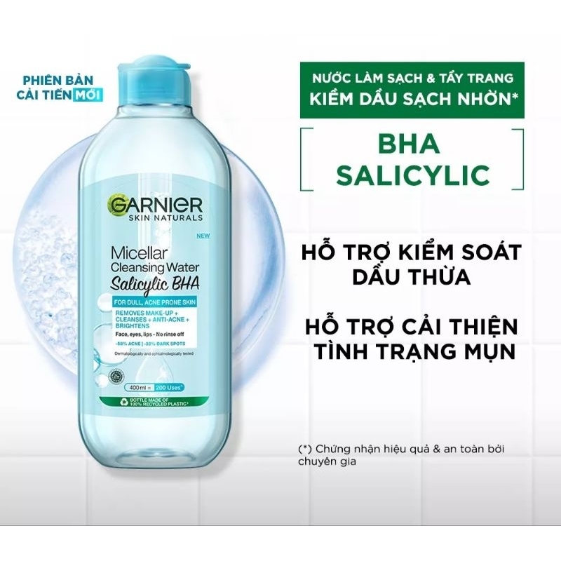 Tẩy Trang Garnier Dành Cho Da Dầu Và Mụn 400ml