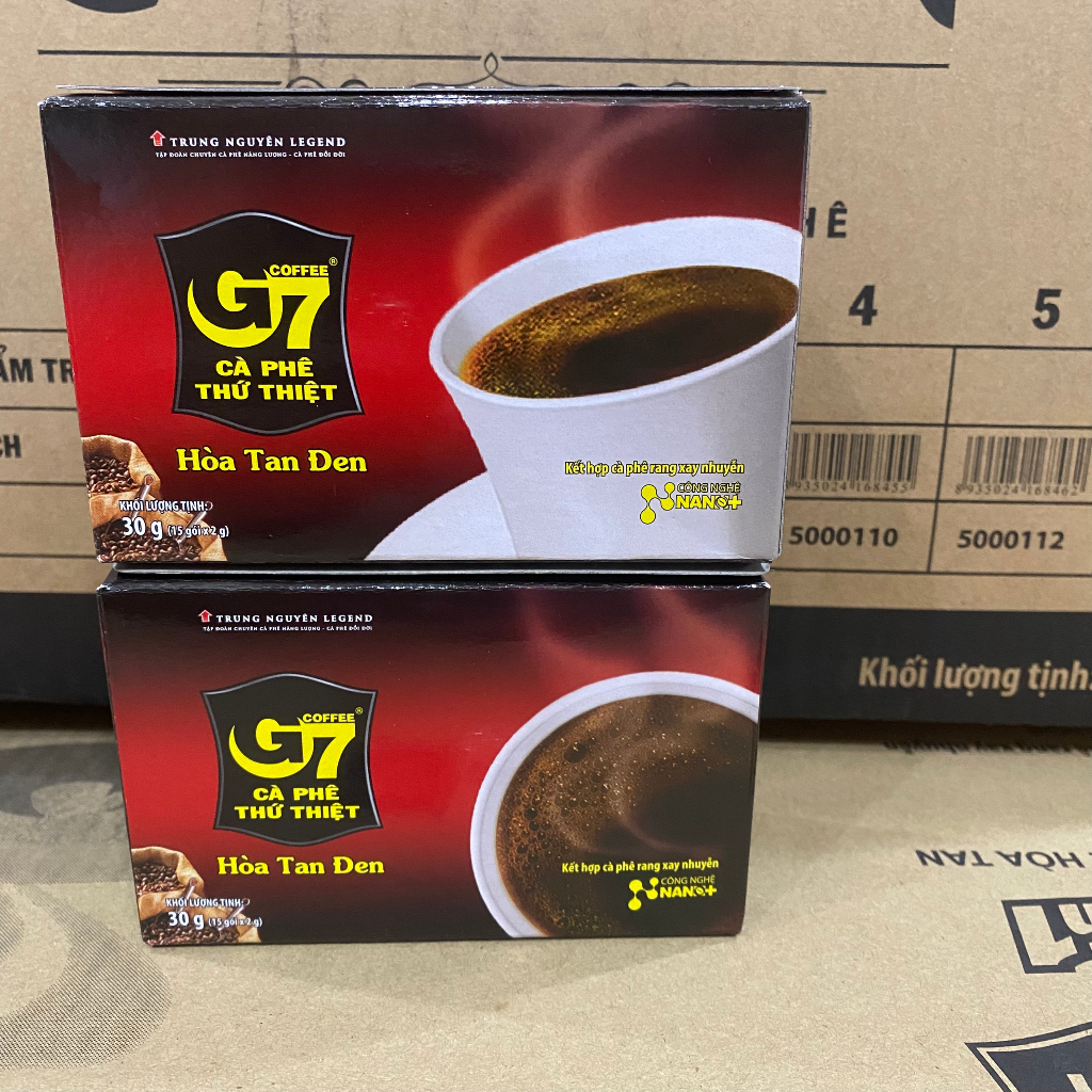 Cà Phê G7 Đen Không Đường Trung Nguyên - Hộp 15 Gói 2gr