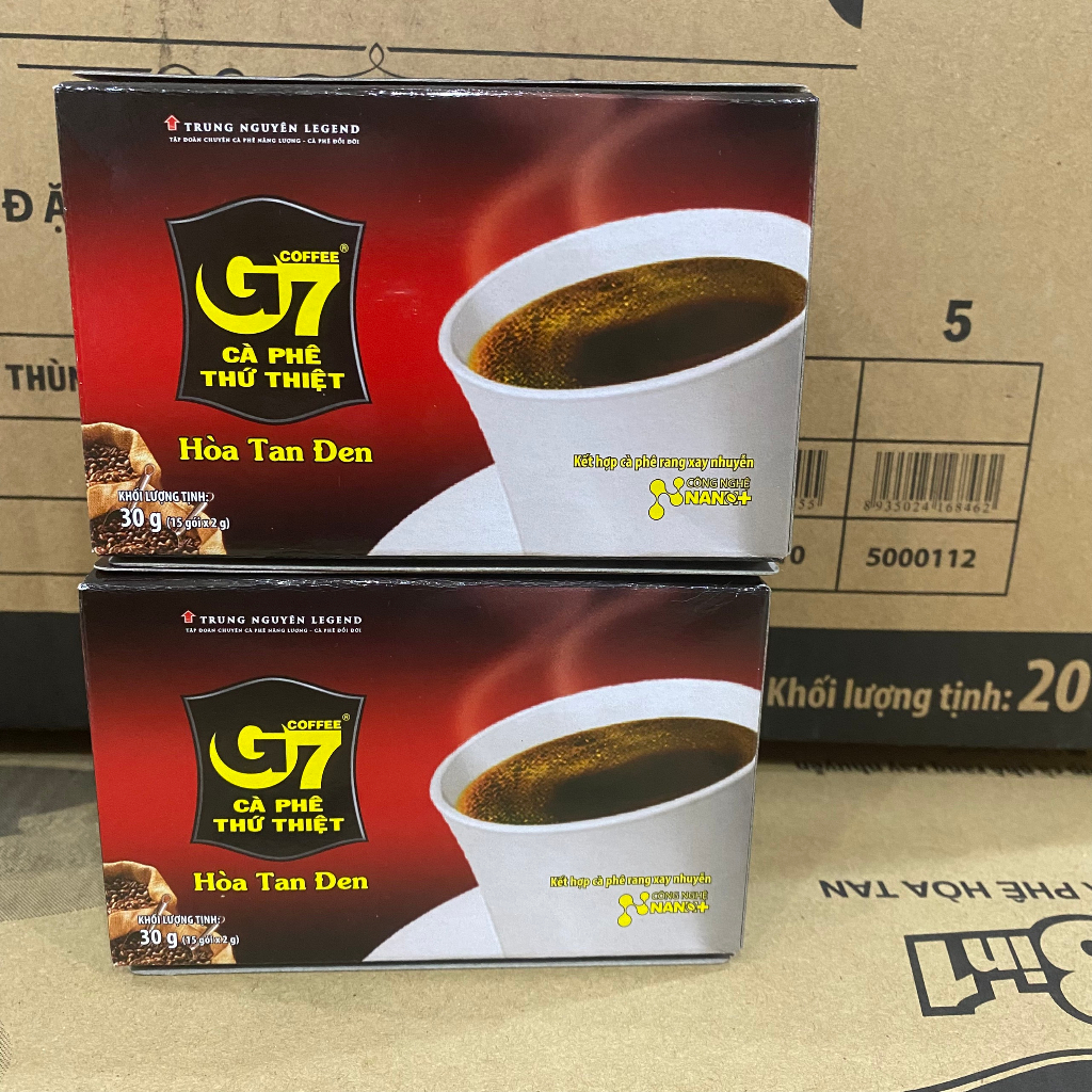 Cà Phê G7 Đen Không Đường Trung Nguyên - Hộp 15 Gói 2gr