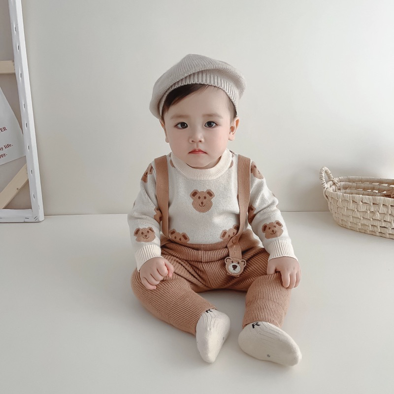 Set yếm len gấu siêu xinh cho bé hàng QC