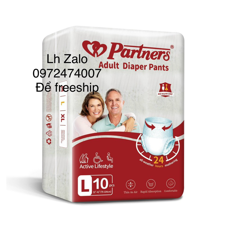10 miếng bỉm quần ngưòi già, người lớn Partners mẫu mới size M/L/Xl