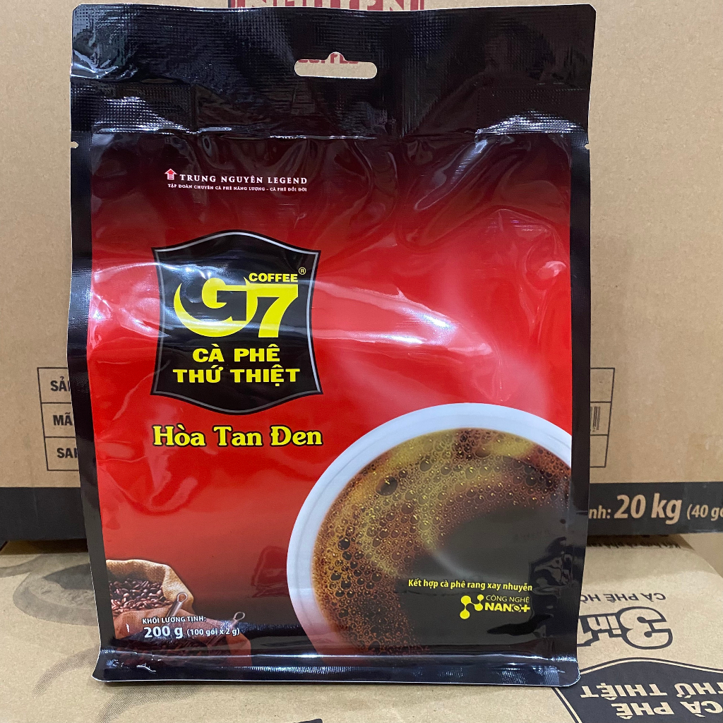 Cà phê G7 hòa tan đen không đường  - Bịch 100 gói 2gr