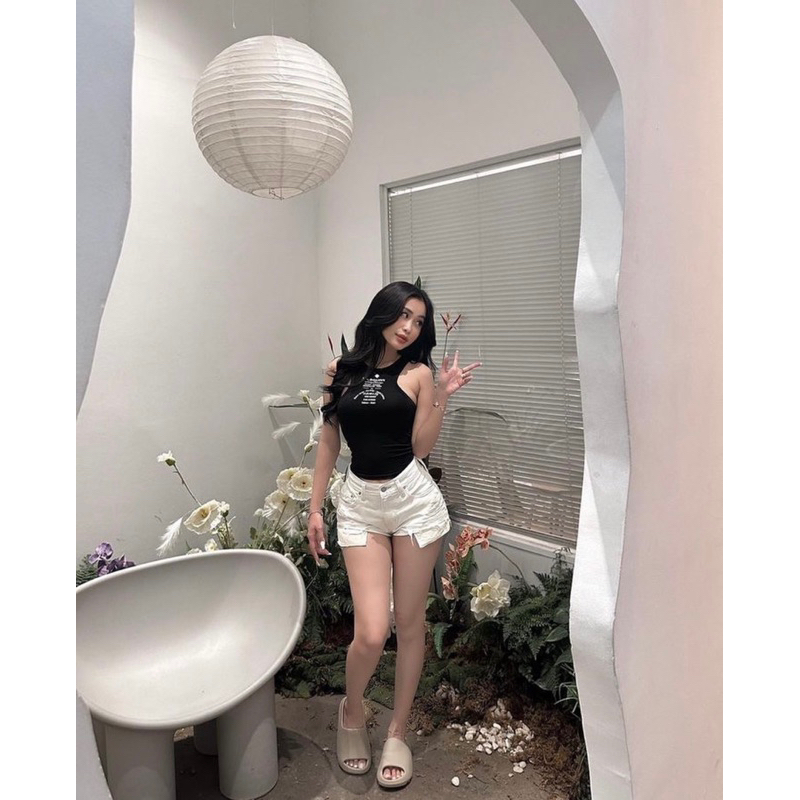 Quần short jean ÂU MỸ rách kiểu túi lòi, Quần short nữ vintage màu Trắng LE/VIS size XS-XXL - SEE STORE