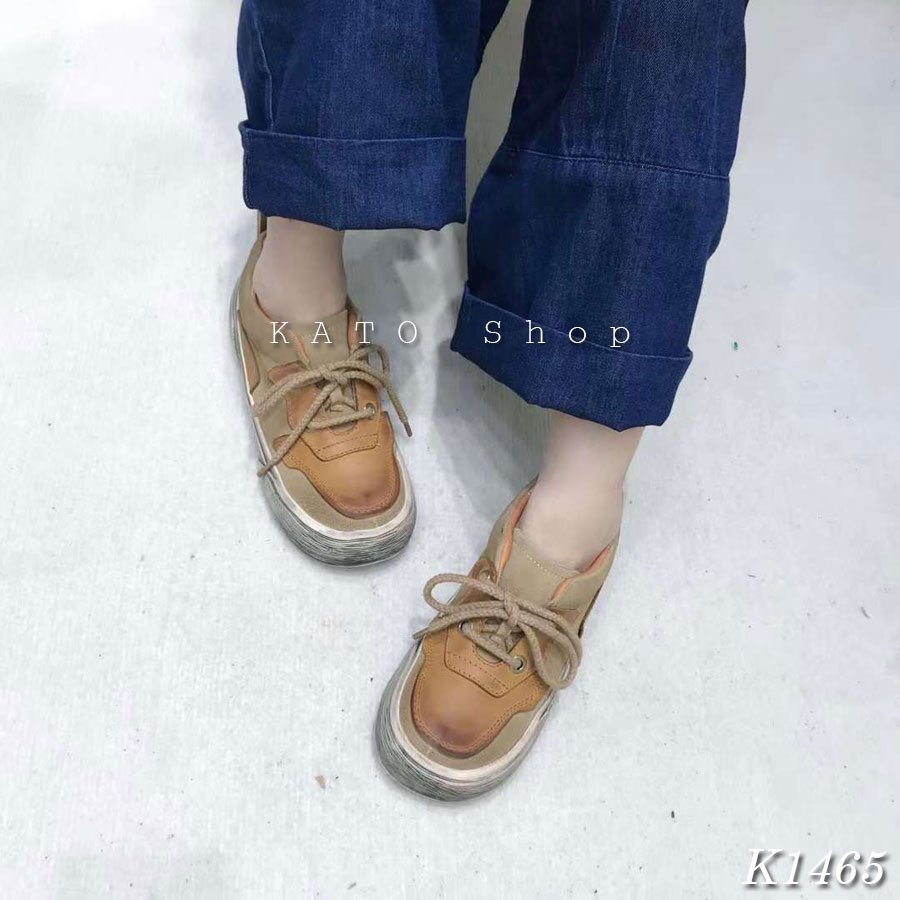 Giày Thể Thao Phong Cách Retro Thời Trang Nữ Da Bò Thật Cao Cấp , Kato Shop K1465