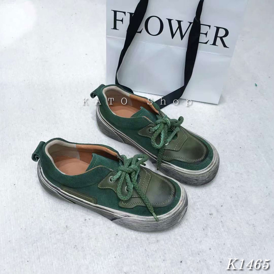 Giày Thể Thao Phong Cách Retro Thời Trang Nữ Da Bò Thật Cao Cấp , Kato Shop K1465