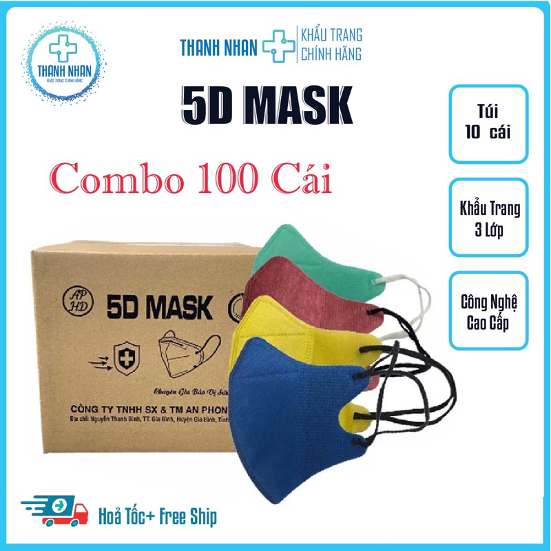 [Thùng 100 Cái]Khẩu Trang 5D Mask  An Phong,Kháng Khuẩn, Chống Nắng,Chống Bụi,Chống Tia UV,Hàng Hottrend CAREION.
