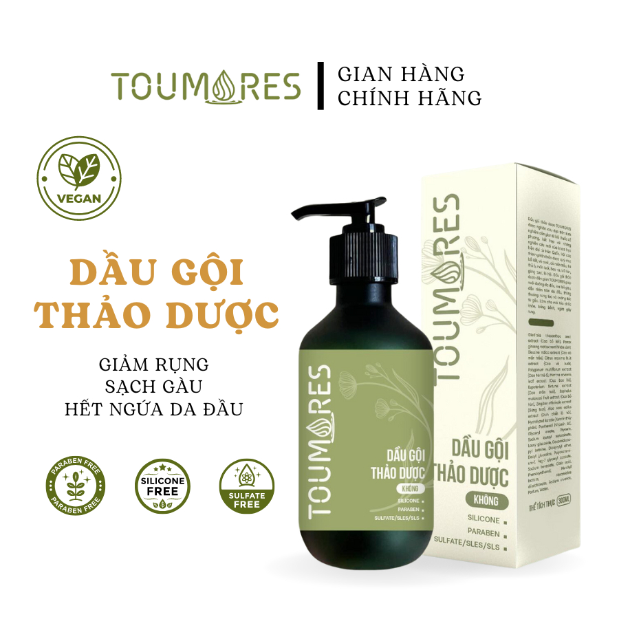 Dầu gội thảo dược Toumores sạch gàu ngứa, kiềm dầu, giúp tóc chắc khỏe từ nang tóc hiệu quả sau 1 tuần sử dụng