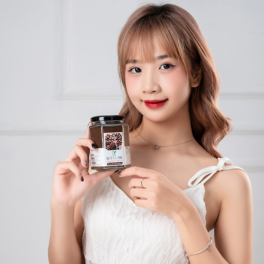 Bột Cà Phê hữu cơ Leosia nguyên chất 140g dưỡng trắng da, tẩy da chết và ngăn ngừa mụn