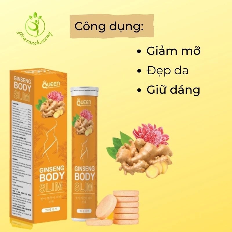 Viên Sủi Ginseng Body Slim cho người ăn kiêng, giúp giảm chất béo trong cơ thể, giảm cân - 20 viên