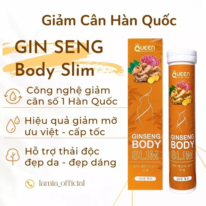 Viên Sủi Ginseng Body Slim cho người ăn kiêng, giúp giảm chất béo trong cơ thể, giảm cân - 20 viên