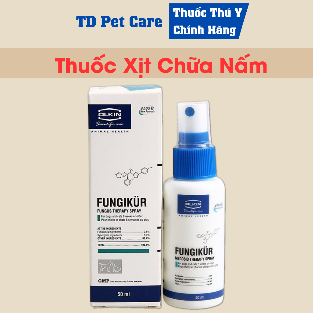 Lọ Xịt Nấm Chó Mèo TD Fungikur Alkin - Chai Ngừa Nấm Da Dành Cho Thú Cưng