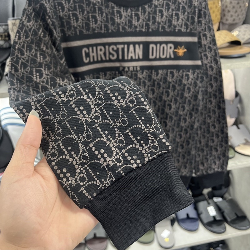 Áo nỉ dior vân chìm viền ngực sc 3477, áo thun dài tay nam hot 2023