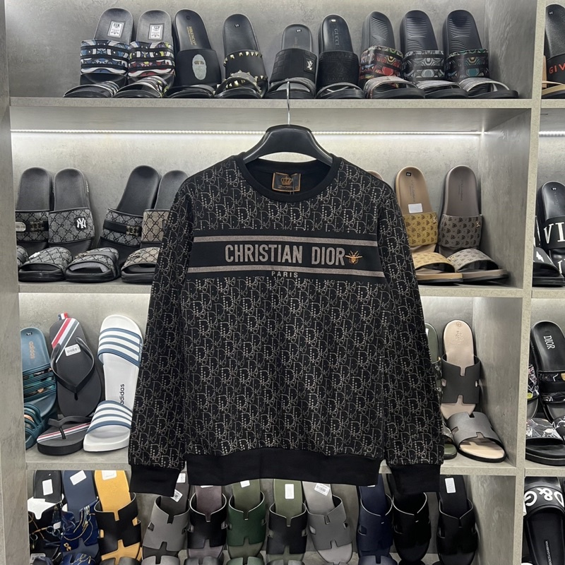 Áo nỉ dior vân chìm viền ngực sc 3477, áo thun dài tay nam hot 2023