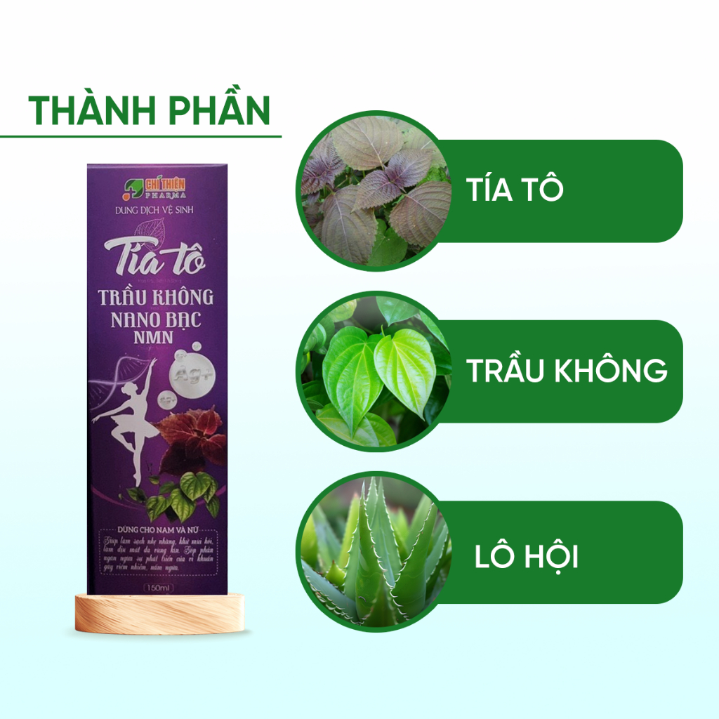 Dung dịch vệ sinh phụ nữ thảo dược tía tô 150ml làm sạch dưỡng ẩm, ngăn mùi