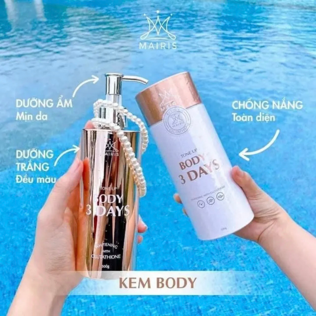 Kem Body 3 Days Mairis  Chống Nắng SPF 40+ Chính Hãng Truyền Trắng Tone Up