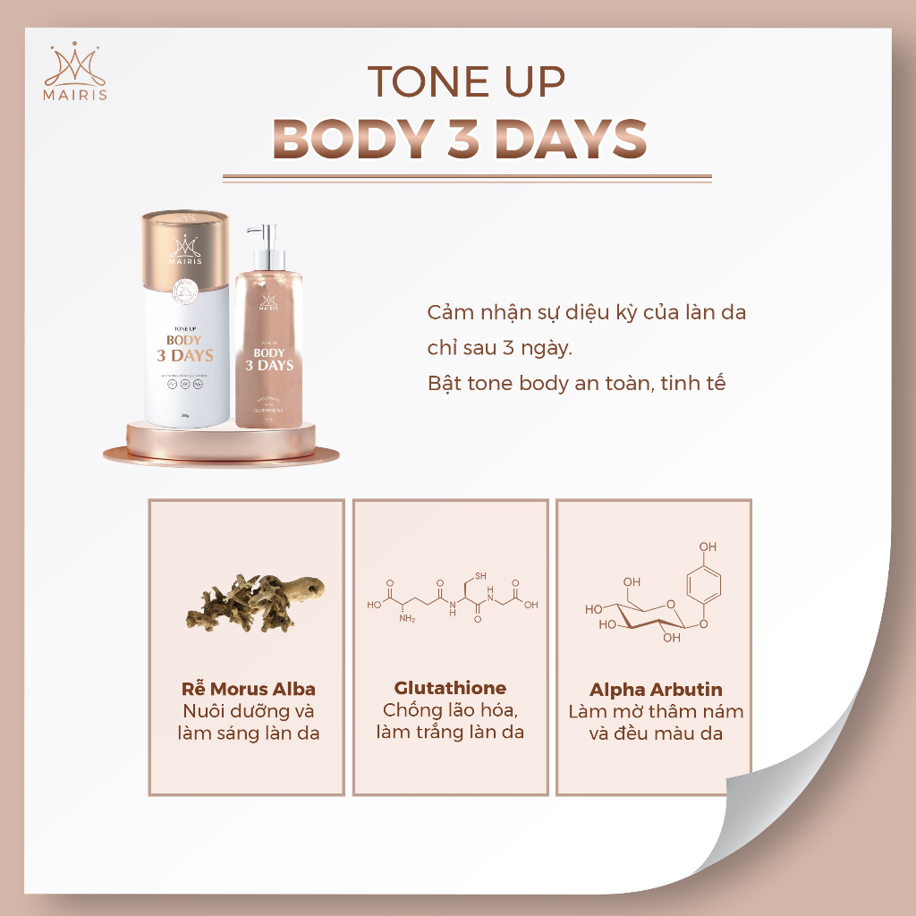 Kem Body 3 Days Mairis  Chống Nắng SPF 40+ Chính Hãng Truyền Trắng Tone Up