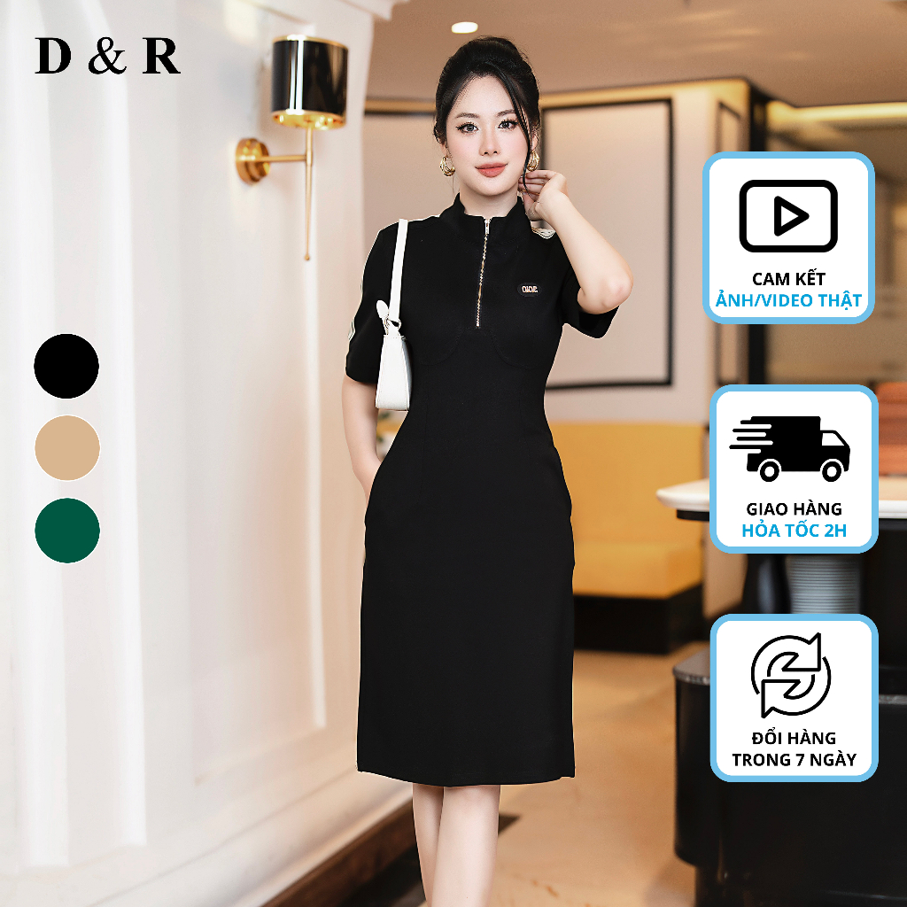 Đầm polo dây kéo bigsize logo đính đá Quảng Châu cao cấp D&R Fashion D404