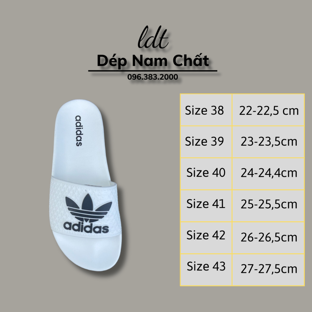 Dép nam adidas Mẫu mới nhất Hot 2023, Dép adidas 3 lá đế cao su non Form dáng thể thao, Dễ phối đồ