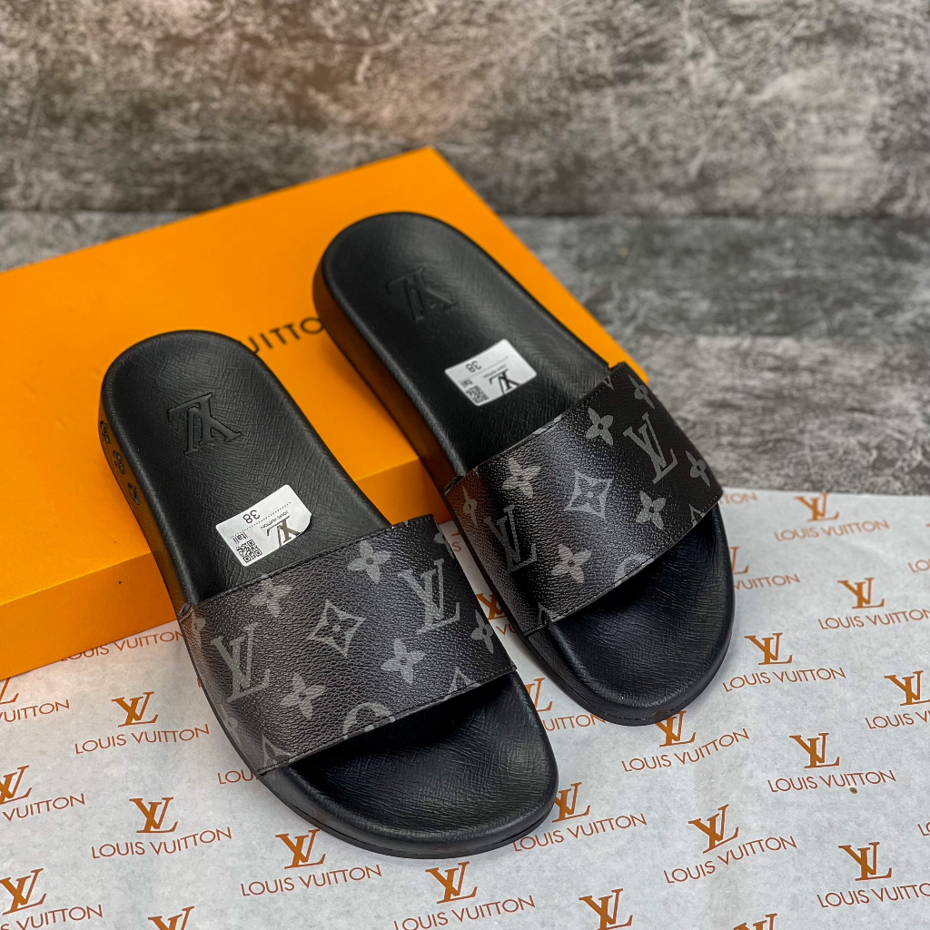 Dép nam Lv , Dép quai ngang nam mẫu mới hót 2023, Đế cao su quai da chống trơn trượt