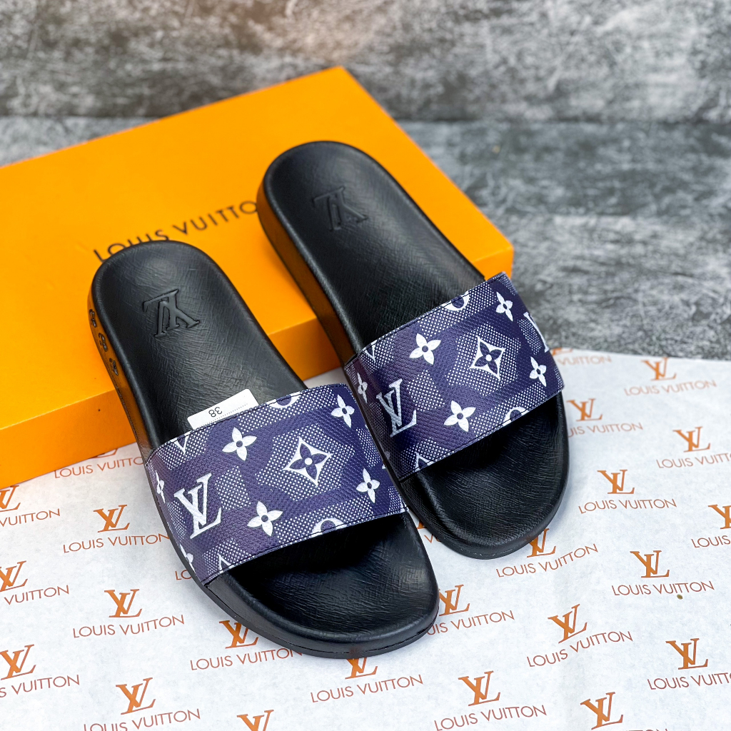 Dép nam Lv , Dép quai ngang nam mẫu mới hót 2023, Đế cao su quai da chống trơn trượt