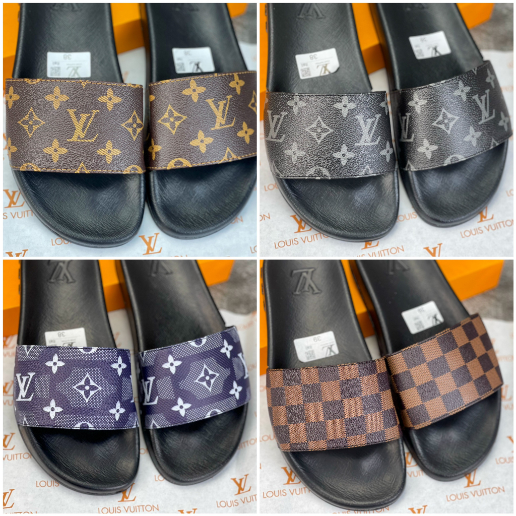 Dép nam Lv , Dép quai ngang nam mẫu mới hót 2023, Đế cao su quai da chống trơn trượt
