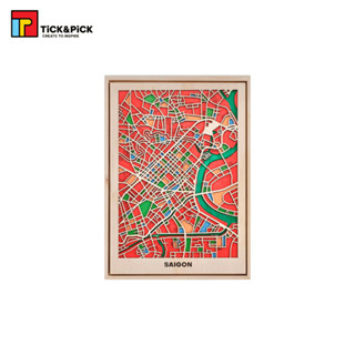 Bản Đồ Tranh Gỗ TICK & PICK Trang Trí Decor Nhà Cửa Hình Việt Nam - Sài Gòn