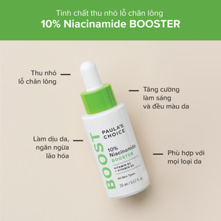 [TEM CHÍNH HÃNG] Serum Thu Nhỏ Lỗ Chân Lông, Làm Sáng Da Paula's Choice 10% Niacinamide Booster B3 20ml