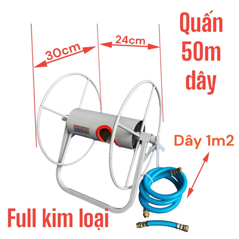 Rulo quấn dây ,Lô quấn dây cho máy rửa xe chạy dây đai,dây curoa quấn 50m,ren 14mm