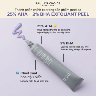 [TEM CHÍNH HÃNG] Tinh Chất Thay Da Sinh Học Thế Hệ Mới Paula’s Choice 25% AHA + 2% BHA Exfoliant Peel 30ml