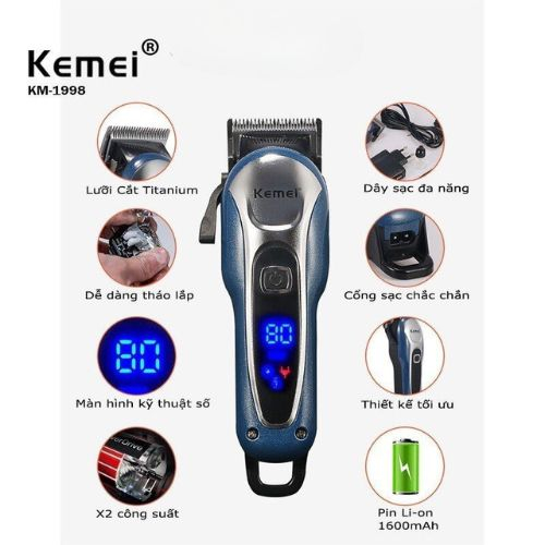 Tông Đơ Cắt Tóc Không Dây Kemei KM-1995 | Tông Đơ Dùng Cho Thợ Chuyên Nghiệp, SALON 🎯