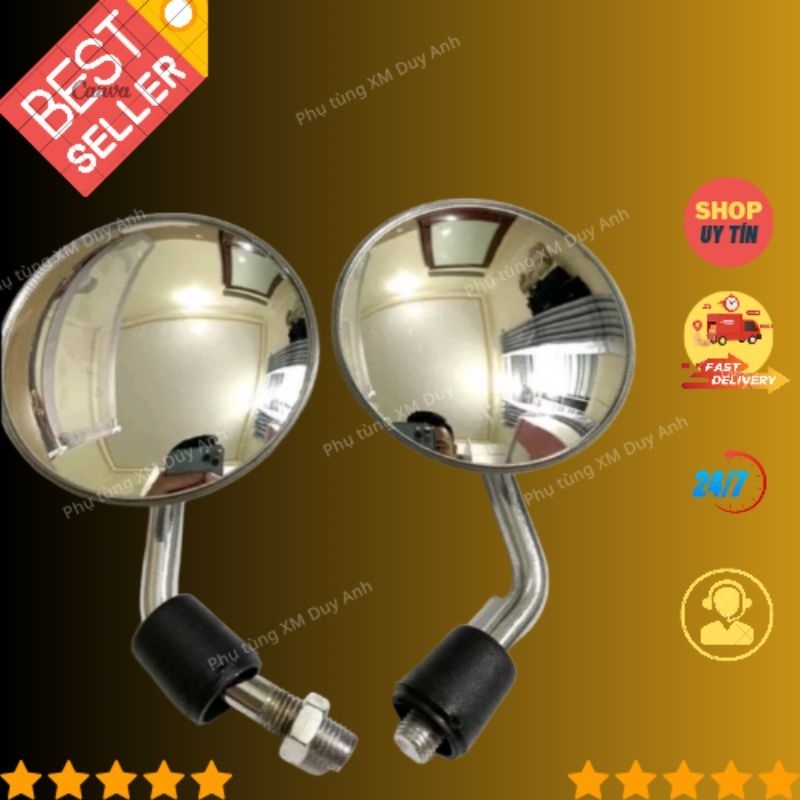 Gương cầu nồi inox siêu đẹp, gương cầu cho xe máy, kính chiếu hậu thời trang