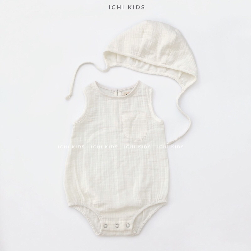 Bodysuit, body, romper, đồ liền thân cho bé sơ sinh vải xô muslin