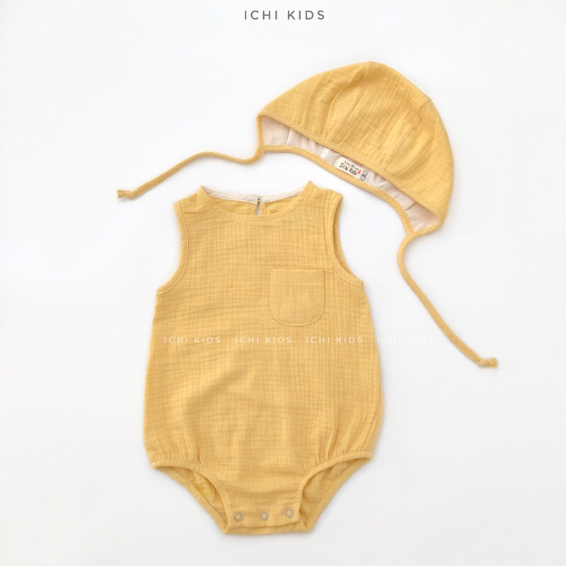 Bodysuit, body, romper, đồ liền thân cho bé sơ sinh vải xô muslin